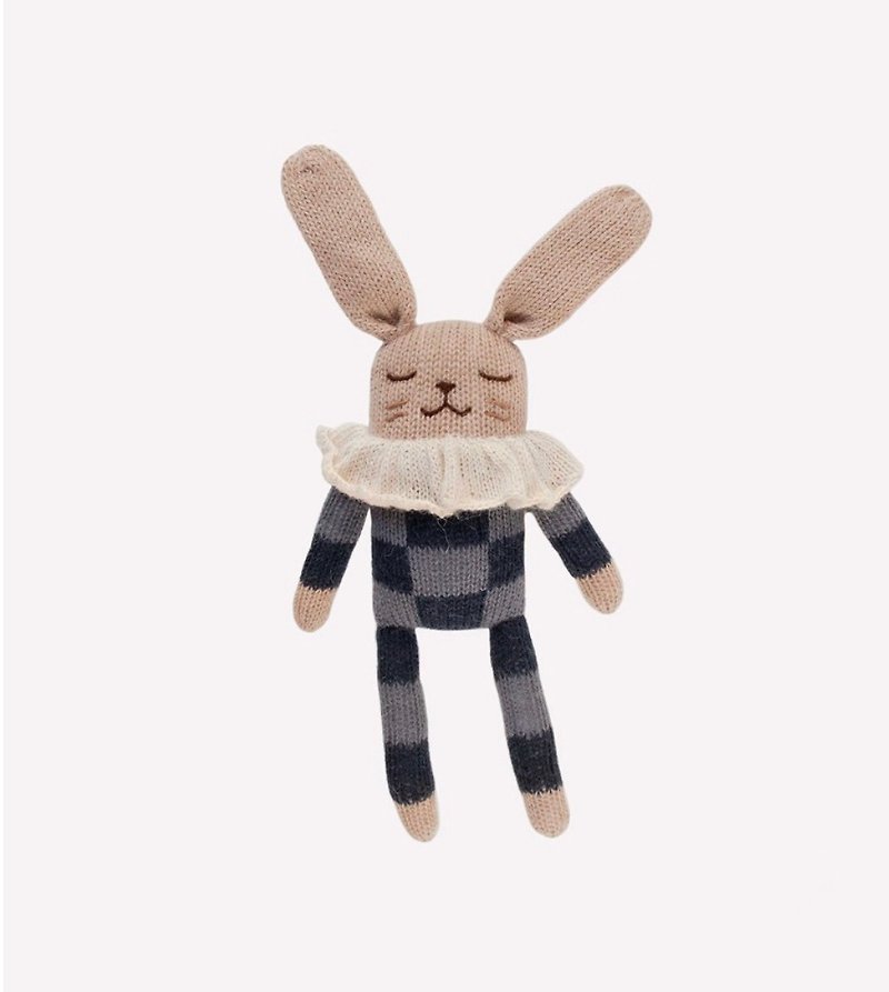 Bunny knit toy / navy check pyjamas - 知育玩具・ぬいぐるみ - ウール 