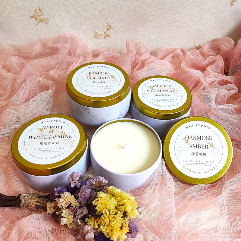 Luxurious marble container scented candle series - เทียน/เชิงเทียน - ขี้ผึ้ง 