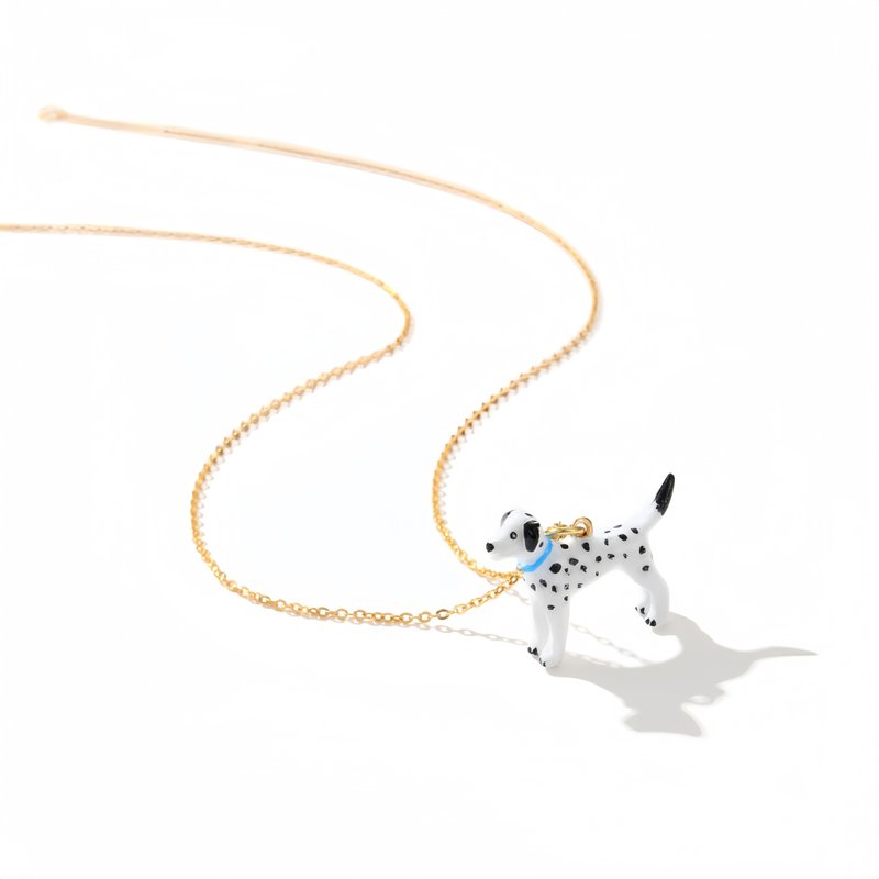 Small and cute blue scarf Dalmatian 101 dog painted enamel clavicle trainer - Collar Necklaces - Enamel 