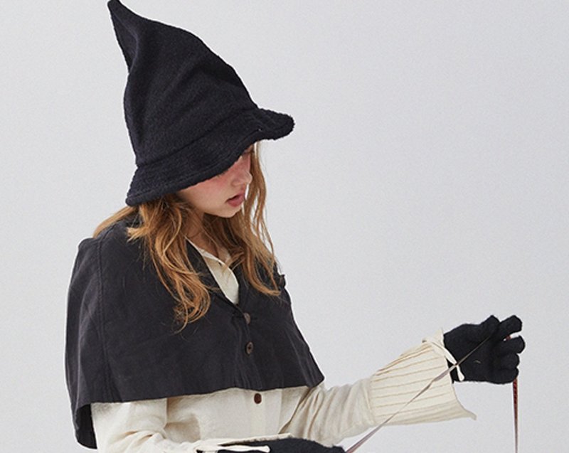 限量 歐式復古 童話系列 乞丐立體剪裁大巫師短簷帽 - 帽子 - 羊毛 多色