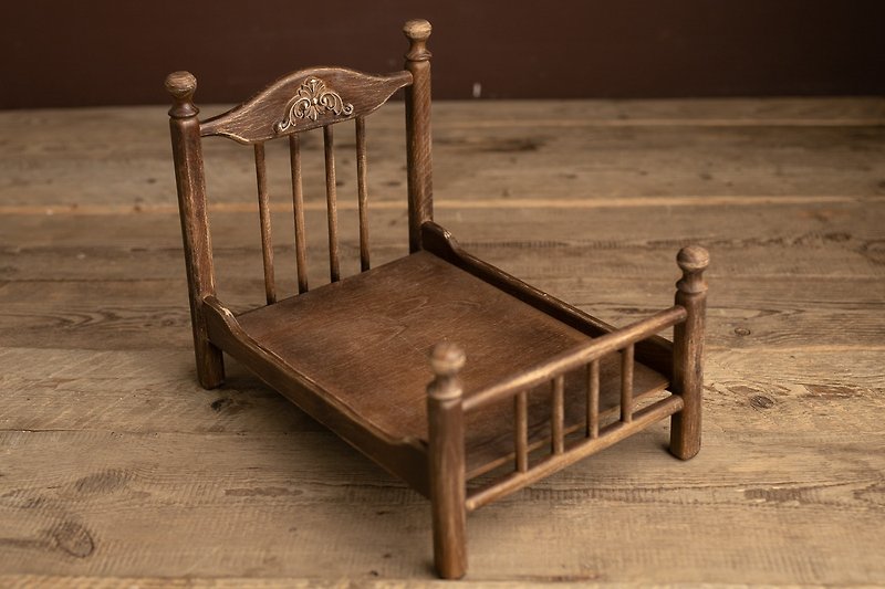 新生児木製ベッド、本物の木製新生児ベッド小道具、新生児写真撮影小道具 - ベビー用小物 - 木製 ブラウン