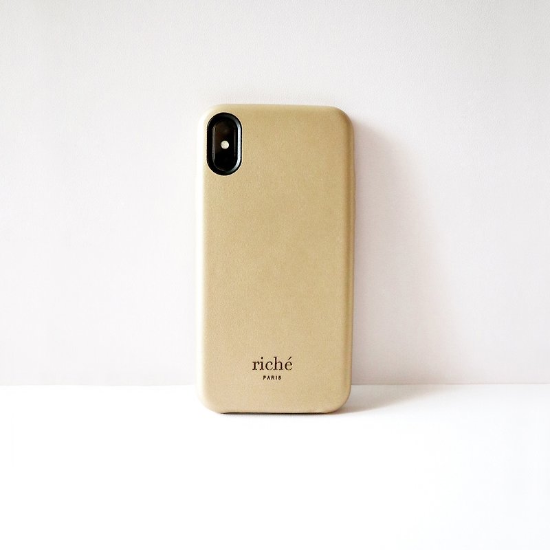 Textured fog gold leather phone case - เคส/ซองมือถือ - หนังเทียม สีทอง