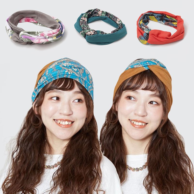 [Popular Pre-order] Bohemian Elastic Twist 2 WAY Totem Contrast Color Headband (10 Colors) COHP5117 - ที่คาดผม - วัสดุอื่นๆ 