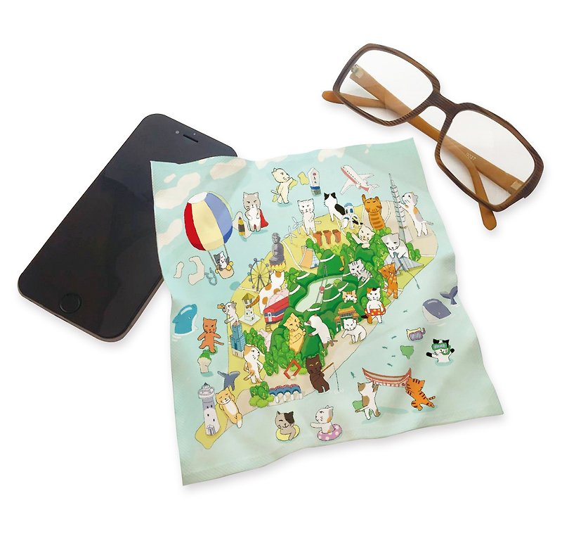 【Bu Yang】Printed Universal Cloth Taiwan Cat Paradise Microfiber=Mobile Phone=Tablet=Laptop=Original - Eyeglass Cases & Cleaning Cloths - Other Materials Green
