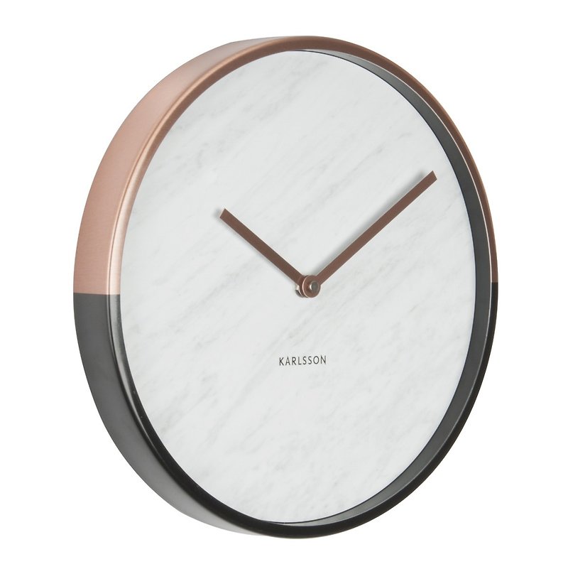 カールソン、ウォールクロックマーブルデライト銅白色 - 時計 - 金属 ホワイト