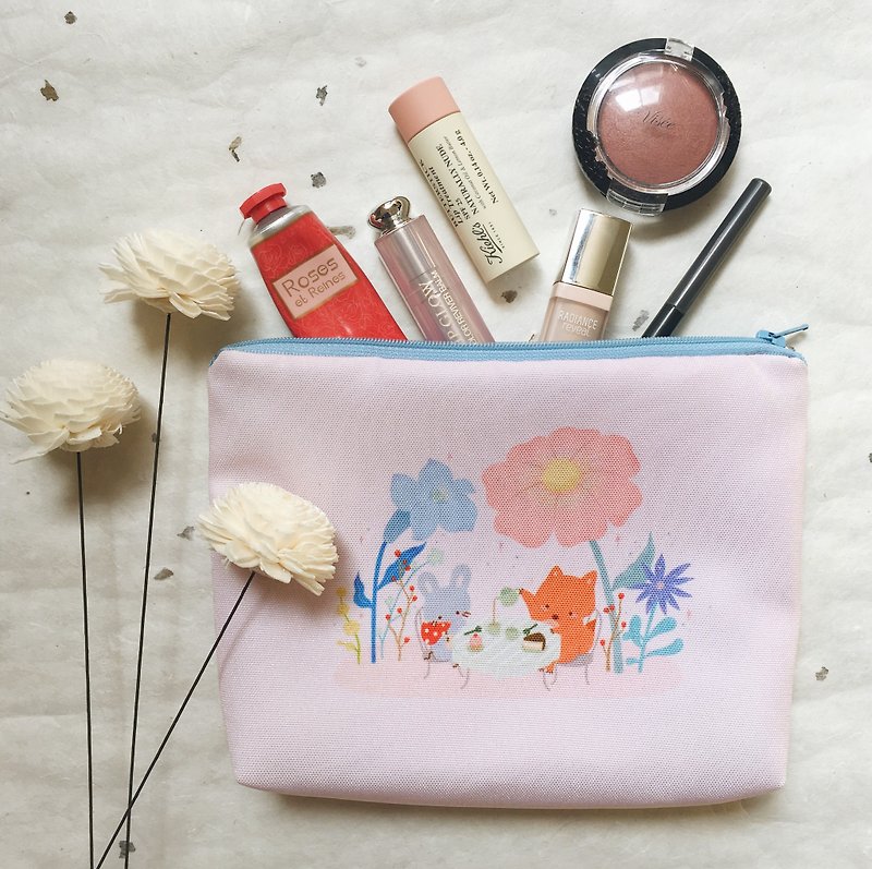 Afternoon Tea Party Makeup Bag / Storage bag - Toiletry Bags & Pouches - Cotton & Hemp Pink
