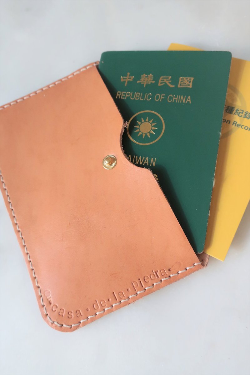Hand Stitched Natural Grease Cowhide Simple Leather Passport Holder - Passport Holders & Cases - Genuine Leather 