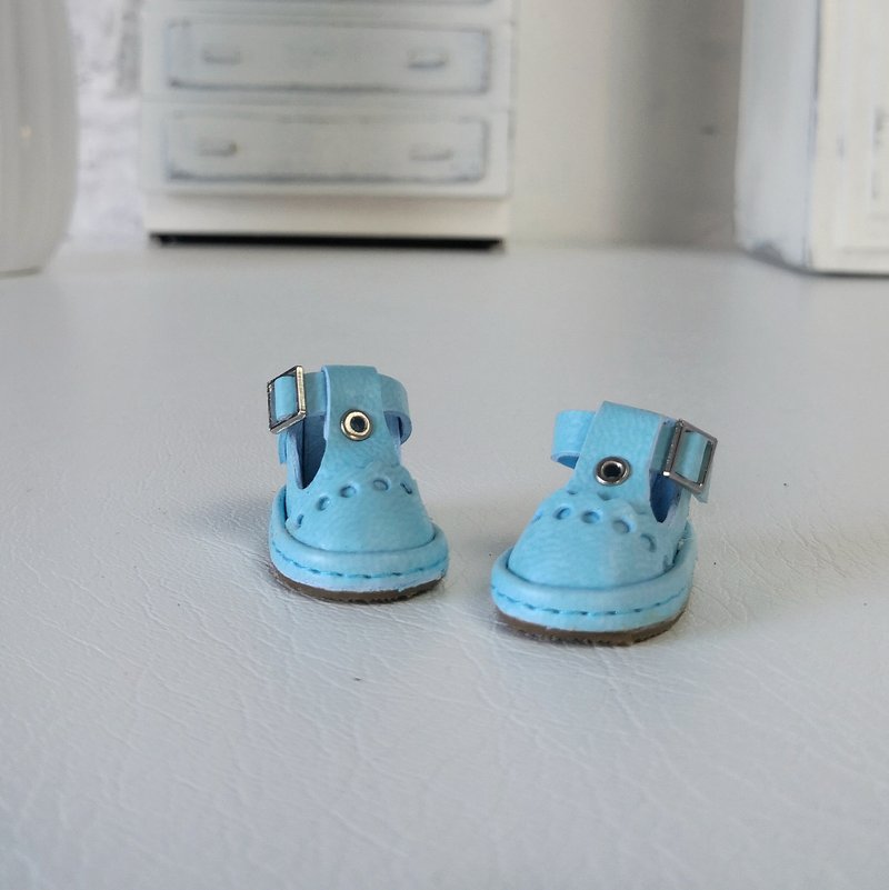 Summer shoes for the Blythe doll. Blue doll shoes. Clothes Blythe - 公仔/玩偶 - 人造皮革 