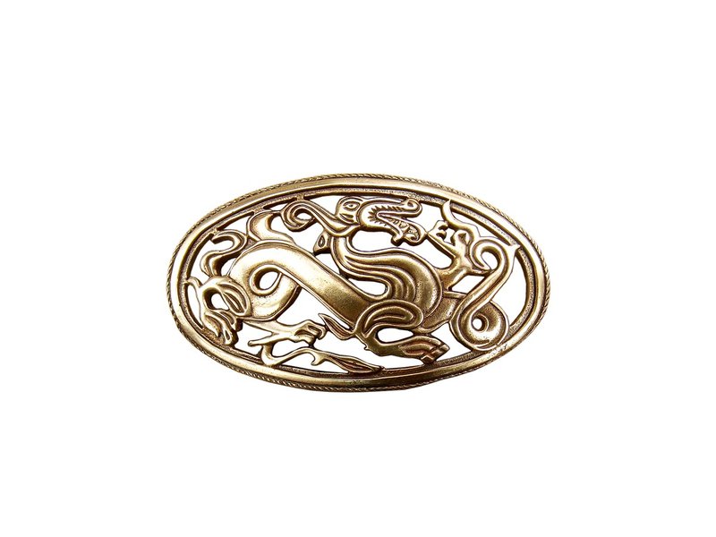 Brass animal brooch pin dragon ornament / Art deco brooch minimalistic jewelry - 胸針 - 銅/黃銅 金色