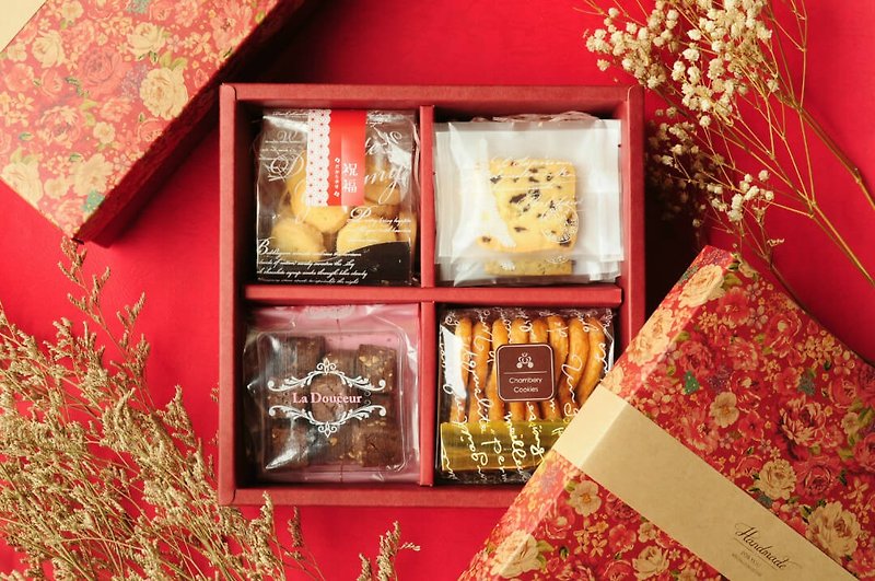 【Order now all 2/12 shipping】 rich flower gift box (New Year Chinese New Year New Year gift with hands) - Handmade Cookies - Fresh Ingredients Red