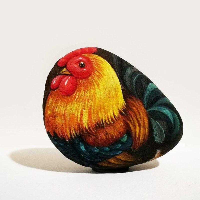 Rooster stone painting. - ตุ๊กตา - หิน สีแดง