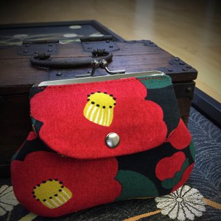 Card storage / coin purse / mouth gold bag / Japanese Tsubaki pocket bag