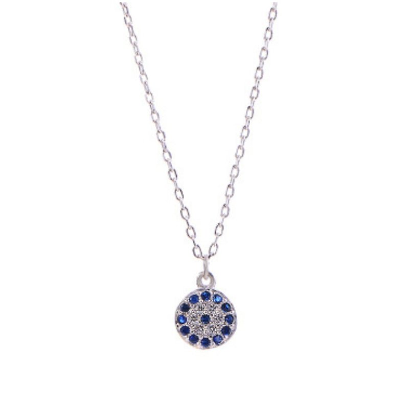 Classic Evil Eye Necklace with Cubic Zirconia Stones - Necklaces - Sterling Silver Silver