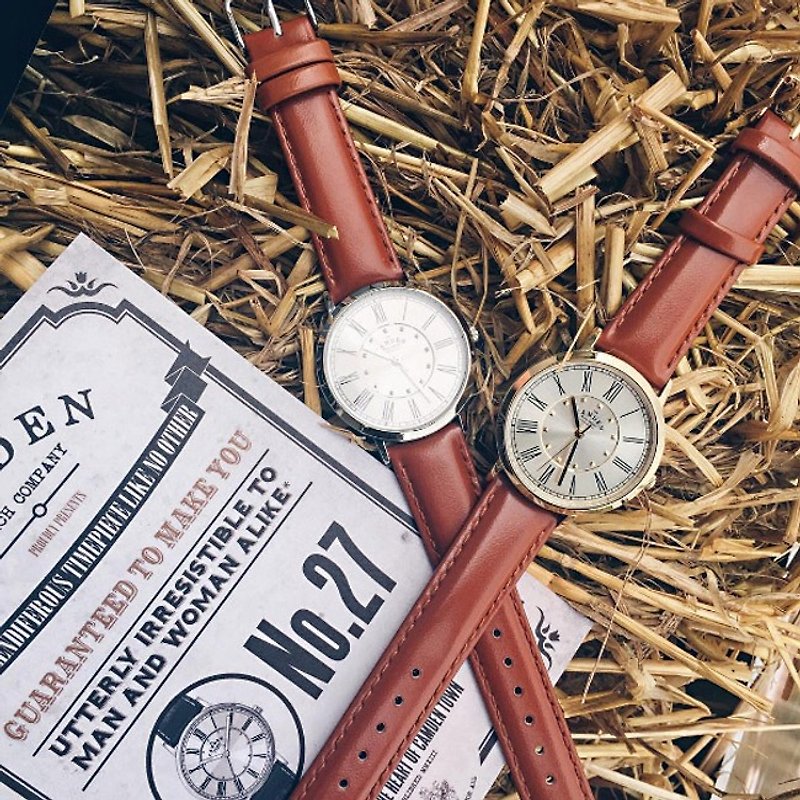 カムデン・ウォッチ|純粋な英国の降下のNO27シリーズ英国の金ローマ数字の革の腕時計 - 腕時計 - 革 