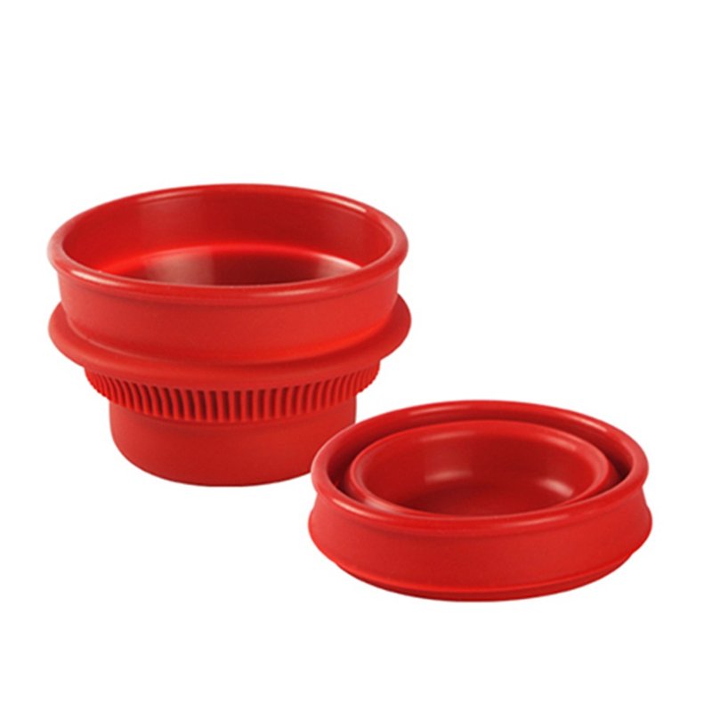 【dr.Si Silicon Baoqiao】 Silicone Cup Foldable Cup - Cups - Silicone Red
