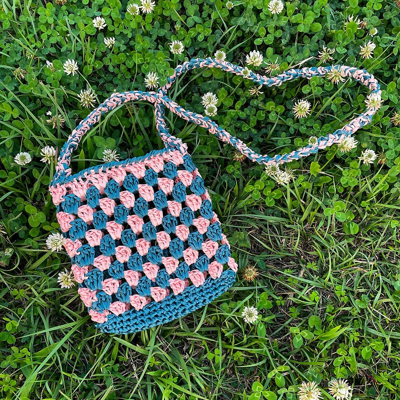 Crochet hollow side backpack mobile phone bag-Peach Dolphin - Messenger Bags & Sling Bags - Eco-Friendly Materials Multicolor