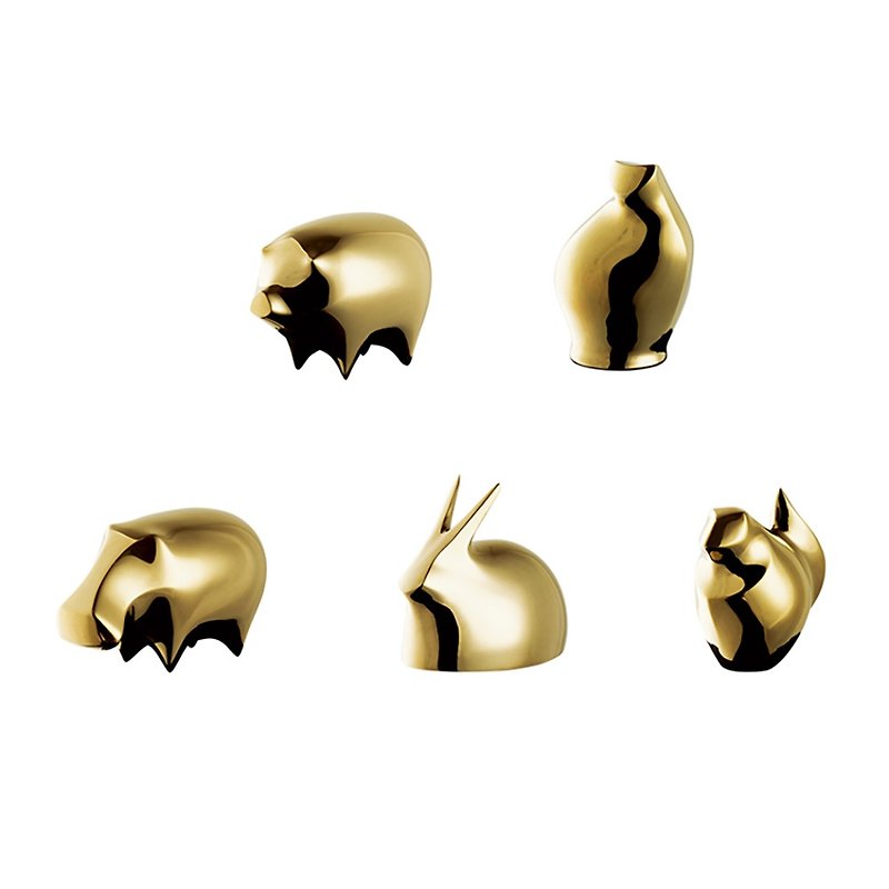 ブロンズハート紛れもない動物の装飾-猫 - 置物 - 銅・真鍮 ゴールド