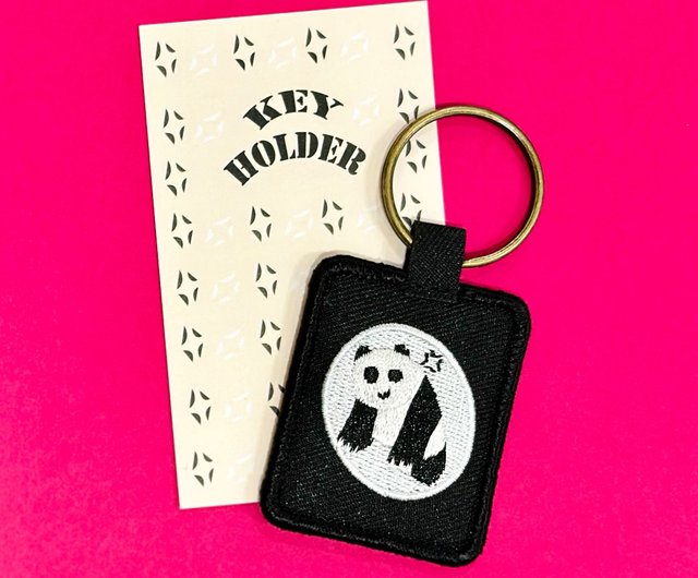 パンダの刺繍キーホルダー - ショップ Bao maison キーホルダー