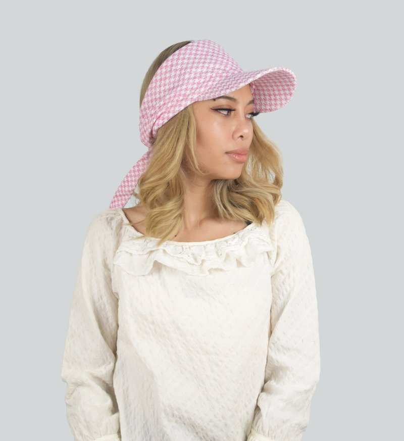 Handmade Houndstooth Sun Hat Collection - Hair Accessories - Cotton & Hemp White