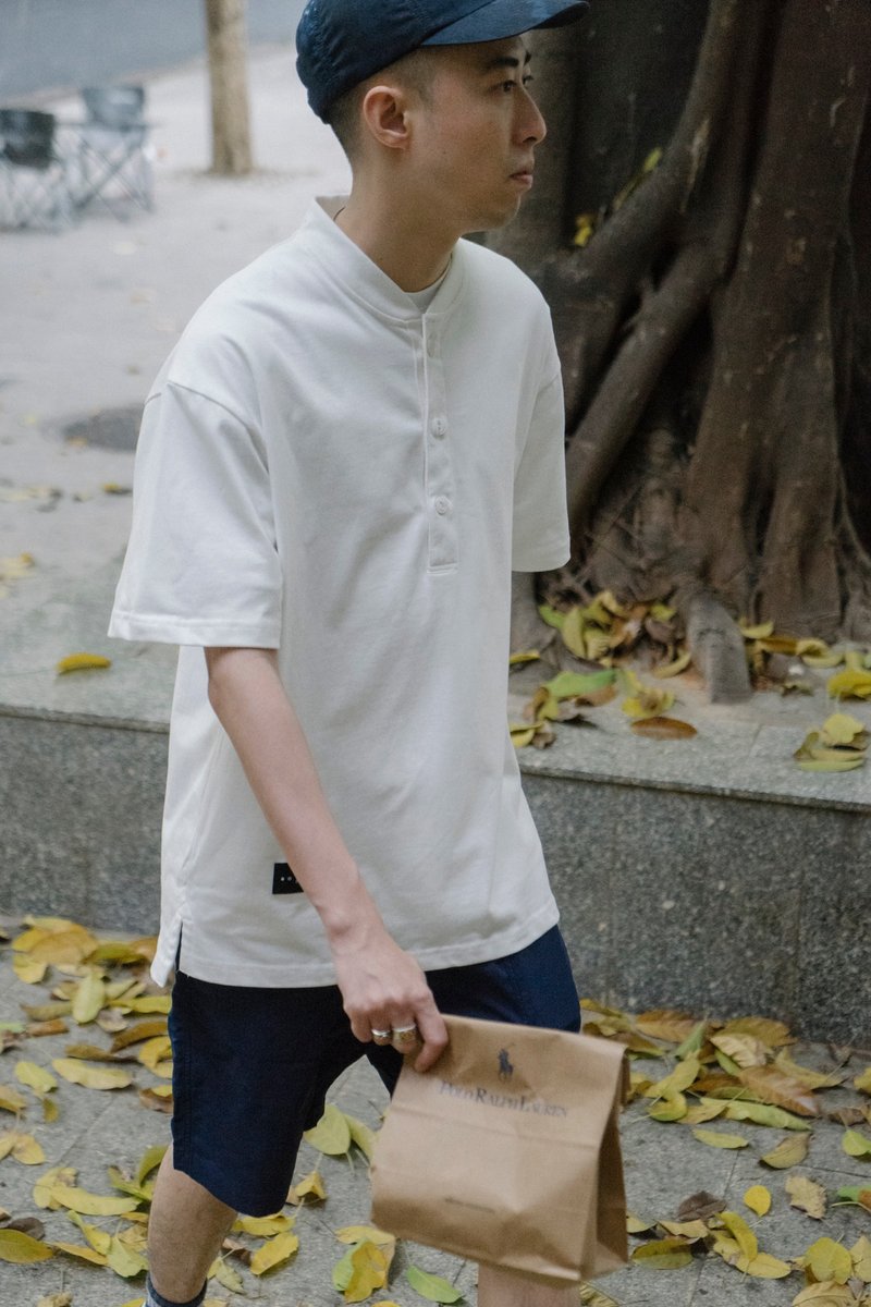 棉．麻 男 T 恤 多色 - Basic Wear 重磅面料 亨利領短袖T恤 日常休閒通勤穿搭