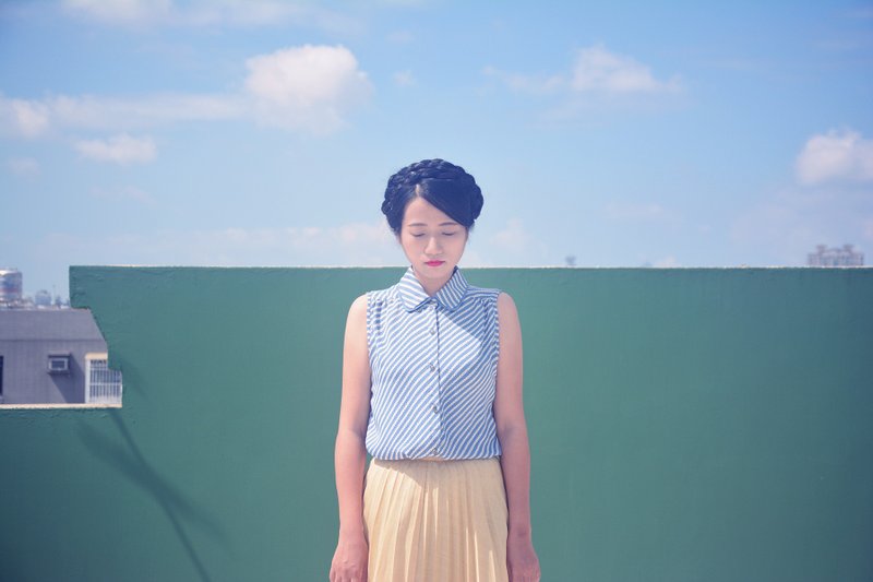 吃奶油撒芝麻  |  古著無袖襯衫 - 女上衣/長袖上衣 - 其他材質 