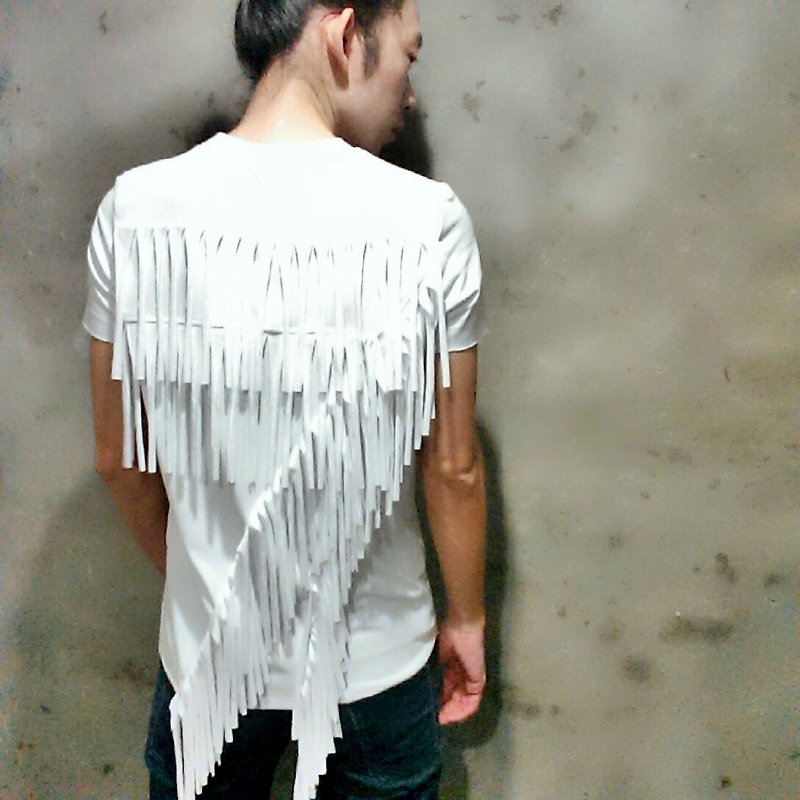 Hand cut tassel super stretch fit top (men) Ray77 Galaxy - Men's T-Shirts & Tops - Polyester White