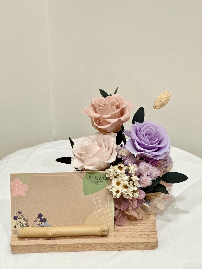 Preserved Flower Business Card Holder Office Healing Gift Christmas Gift Opening Gift Writing Card - ที่ตั้งบัตร - พืช/ดอกไม้ 