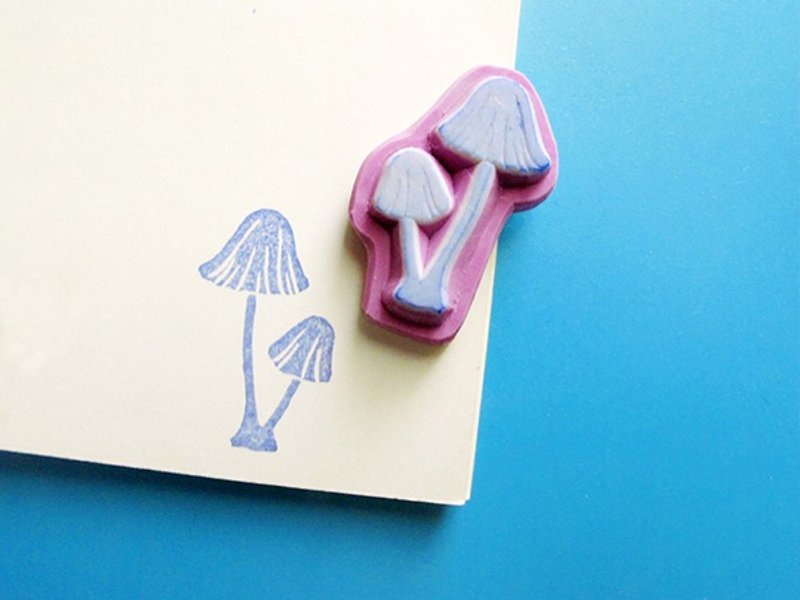 Apu手工章 可爱小蘑菇印章 手帳印章 - 印章/印台 - 橡膠 