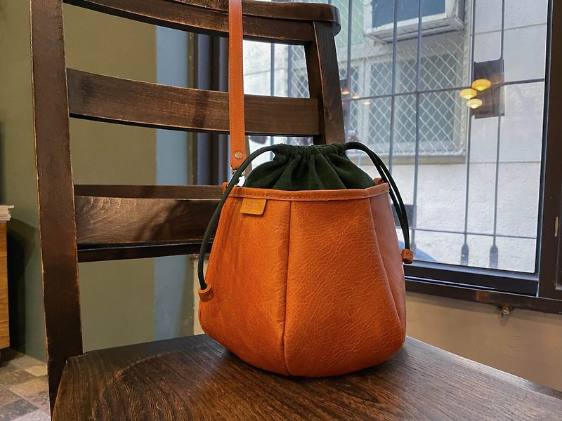 Pumpkin bag/side backpack/handbag - Messenger Bags & Sling Bags - Genuine Leather 