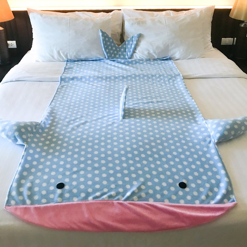 【バレンタインギフトボックス】ジンベイザメブランケット - 毛布・かけ布団 - ポリエステル ブルー