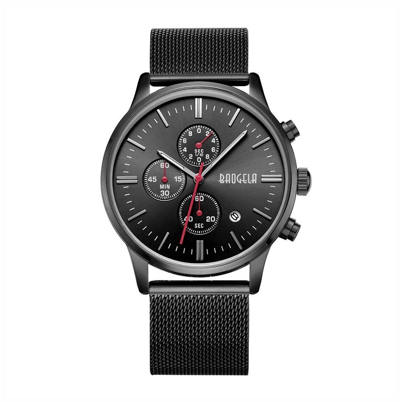 BAOGELA - STELVIO系列 黑錶盤 / 米蘭錶帶可調式 手錶 - 女裝錶 - 其他金屬 黑色
