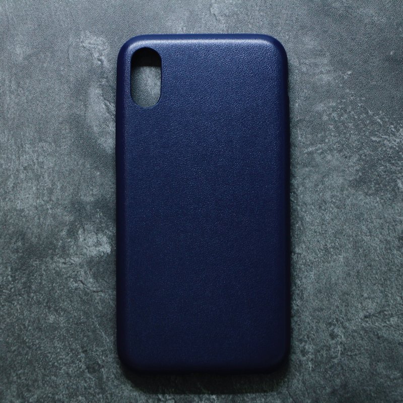 純色極簡皮革iPhone手機殼 - 墨藍色 - 手機殼/手機套 - 真皮 黃色