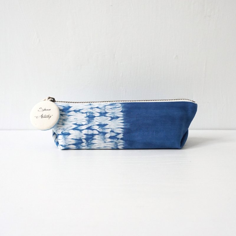 S.A x Straw, Indigo dyed Handmade Boat Pen Case - Pencil Cases - Cotton & Hemp Blue