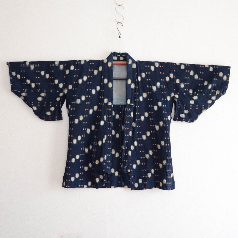 Noragi Jacket Indigo Kimono Japanese Fabric Cotton Vintage Kasuri Aizome - Women's Tops - Cotton & Hemp Blue