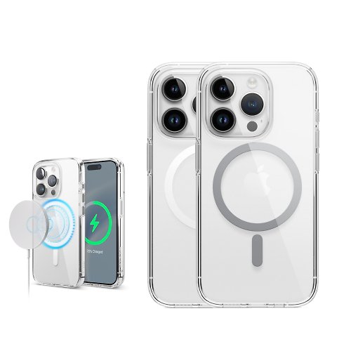 elago創意美學 iPhone 15 Pro/15 Pro Max Hybrid全覆式透明MagSafe相容手機殼