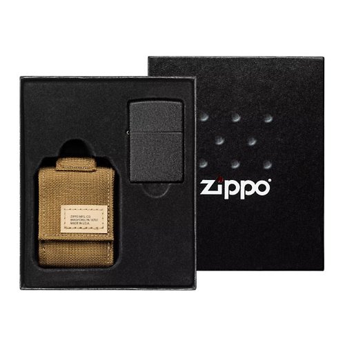 Zippo 【ZIPPO官方旗艦店】綠色莫勒皮套+黑裂漆(素面)防風打火機套