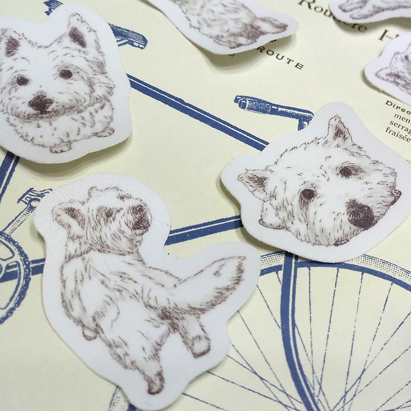 Sketch _ West Highland White Terrier (Full Body) ~ Waterproof Stickers (6 in total) - Stickers - Waterproof Material 