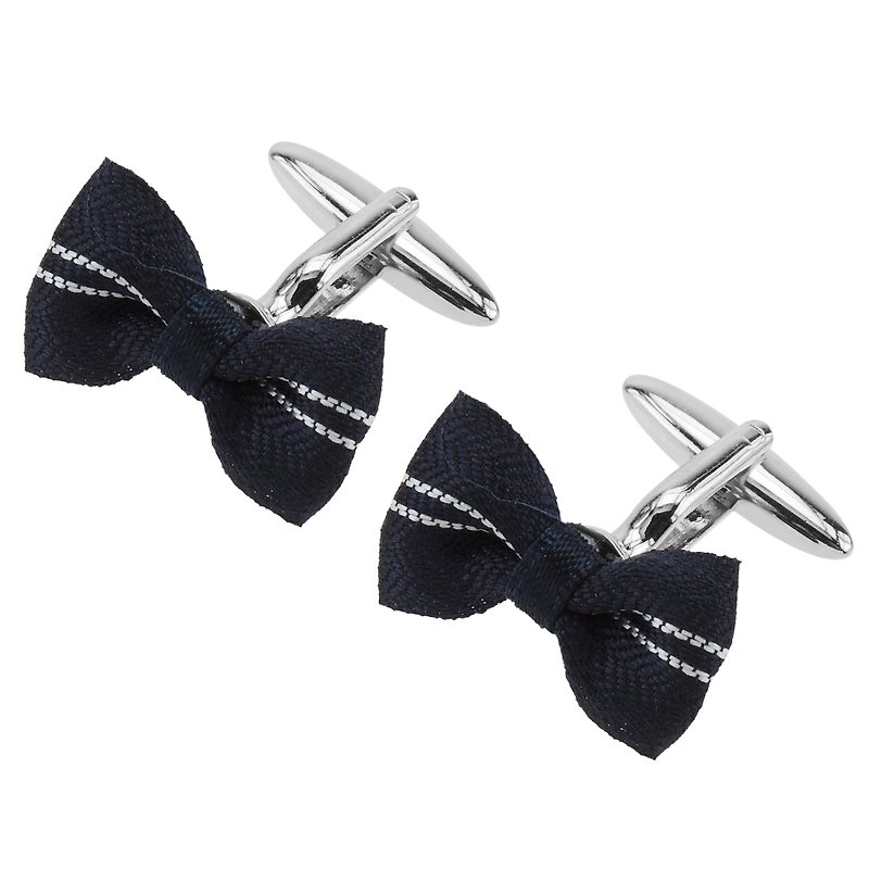 Dark Blue Bow Tie Cufflinks - Cuff Links - Other Metals Blue