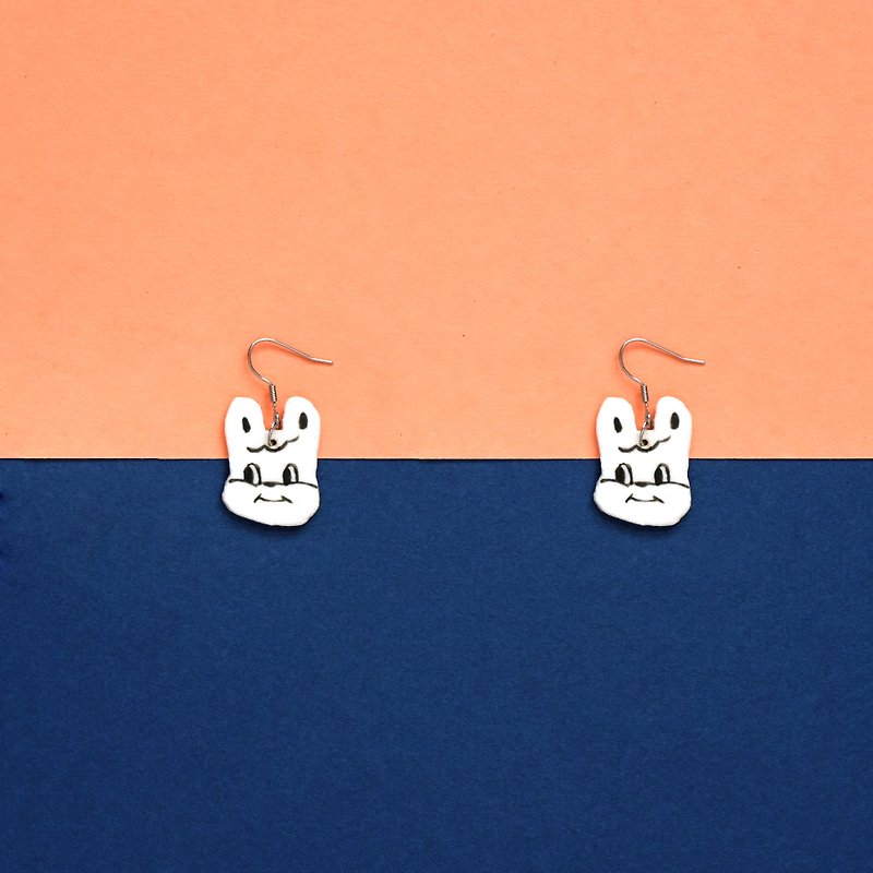 Mini bunny earrings - ต่างหู - ดินเผา สีส้ม