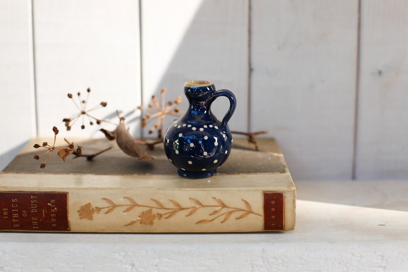 [良い一日のフェチ]ドイツVINTAGE /Bürgel-Keramik小さな花瓶の花 - 花瓶・植木鉢 - 陶器 ブルー