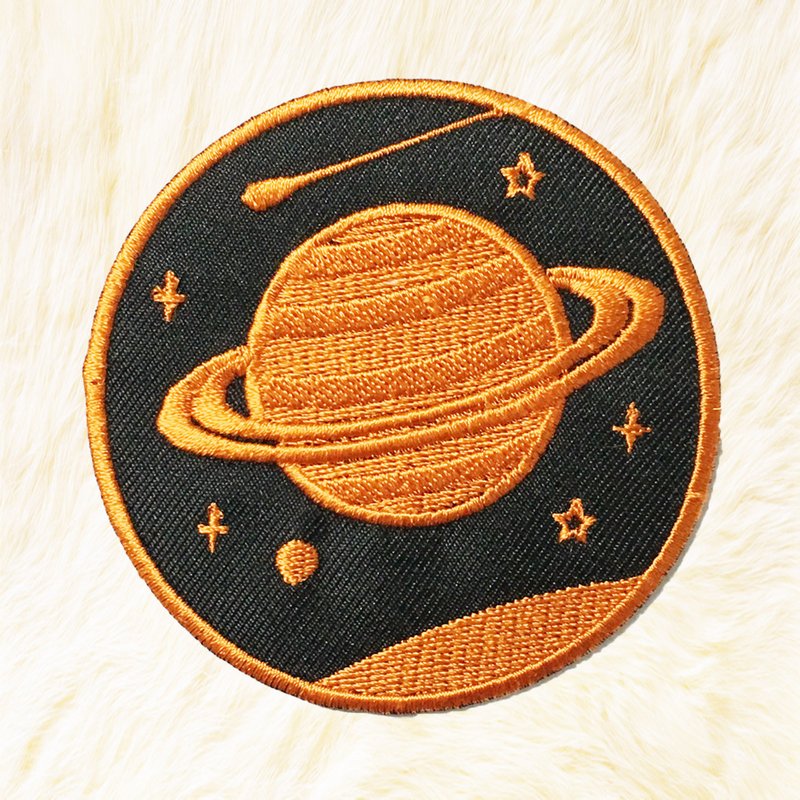 Saturn #01 Copper color Iron on Patch Buy 3 Get 1 Free - 編織/刺繡/羊毛氈/縫紉 - 繡線 橘色