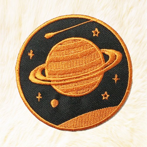24PlanetsStudio Saturn #01 Copper color Iron on Patch Buy 3 Get 1 Free