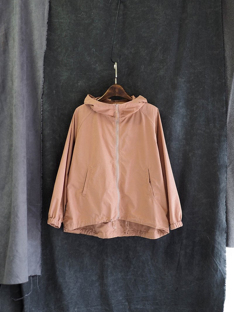 岐阜 powder skin collar drawstring spring and summer handwritten antique cotton casual hooded jacket coat vintage - Women's Casual & Functional Jackets - Cotton & Hemp Pink