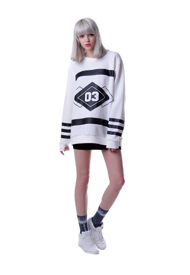 美國Fools Day 03 Pullover Sweatshirt - 帽T/大學T - 棉．麻 白色