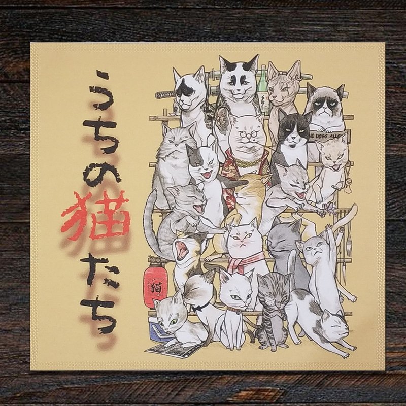 3貓小舖~貓家族 萬用擦拭布 - 眼鏡盒/眼鏡布 - 棉．麻 