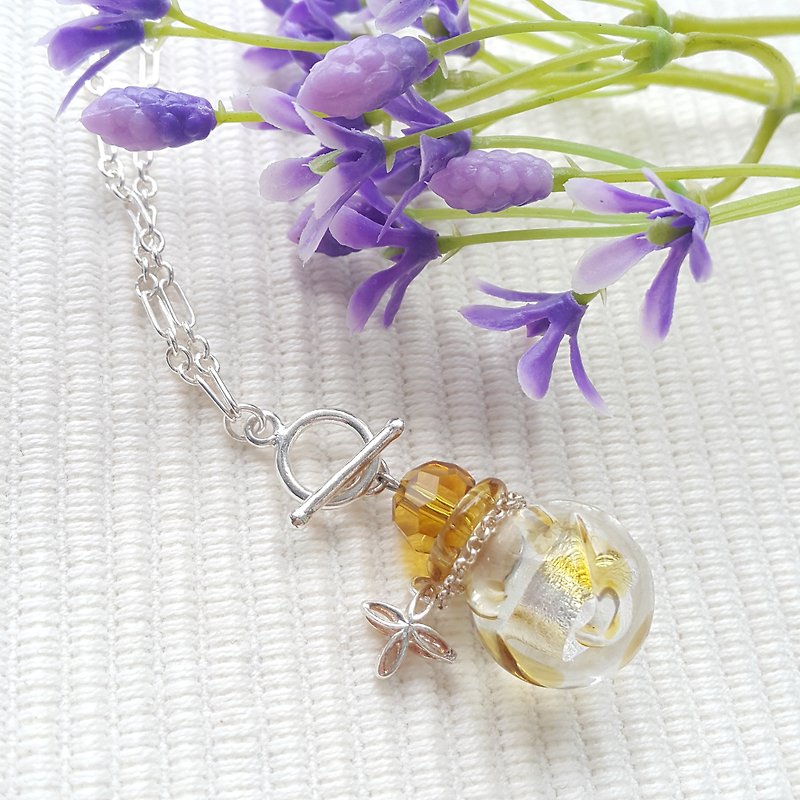 Perfume Bottle Necklace in Simple Style (Yellow) - สร้อยคอ - แก้ว สีเหลือง