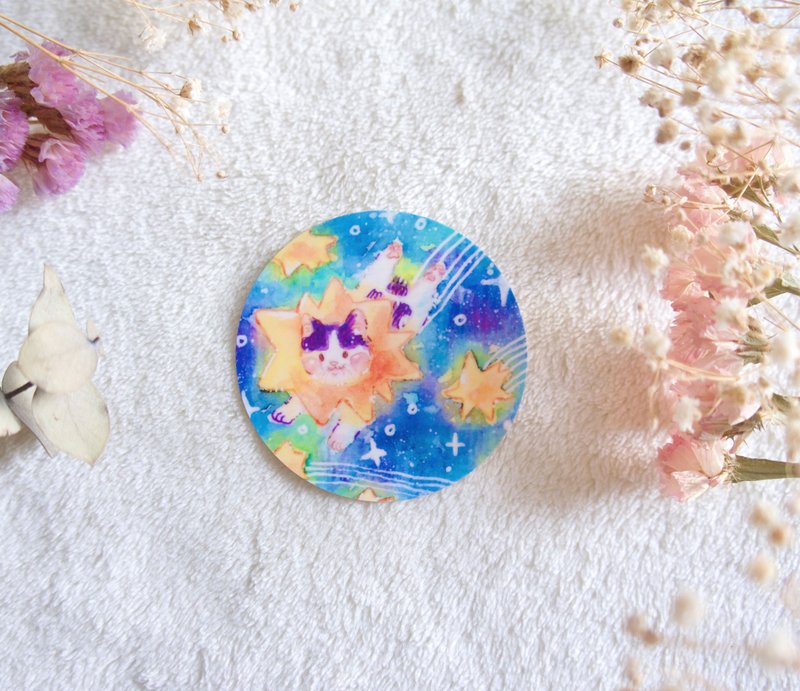 丸型ねこステッカー - 貼紙 - 紙 藍色