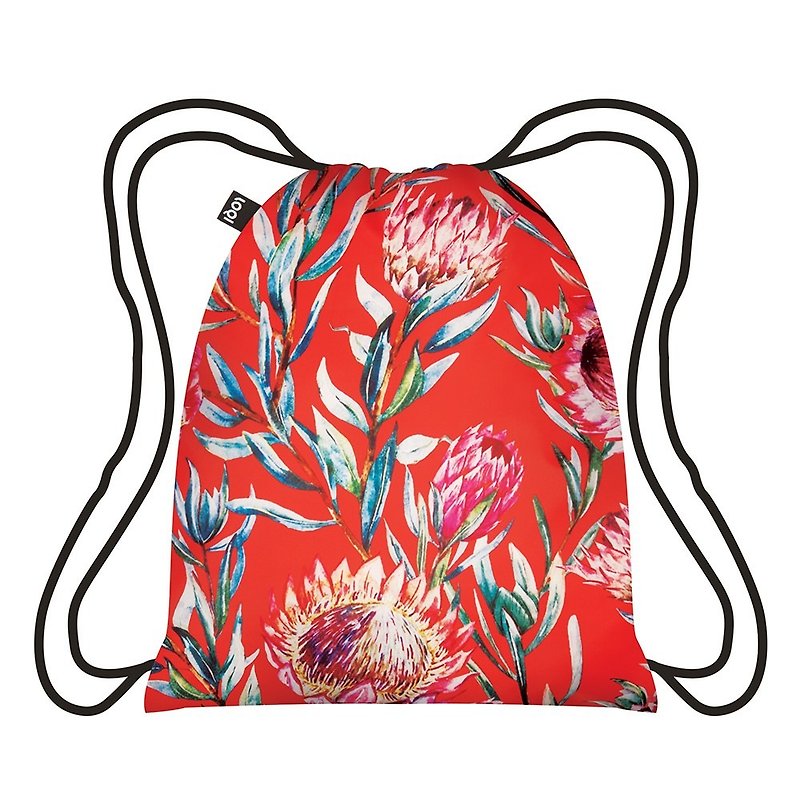 After LOQI beam port backpack │ flowers and green leaves - Drawstring Bags - Plastic 