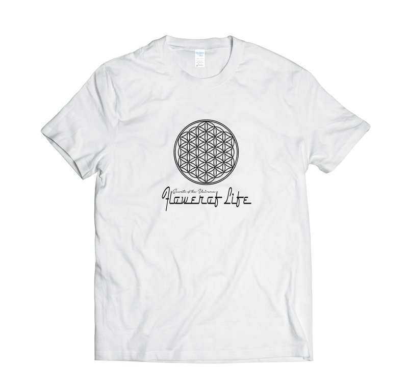 生命之花-T-shirt 白/黑/灰/藏青 - 男 T 恤 - 棉．麻 多色