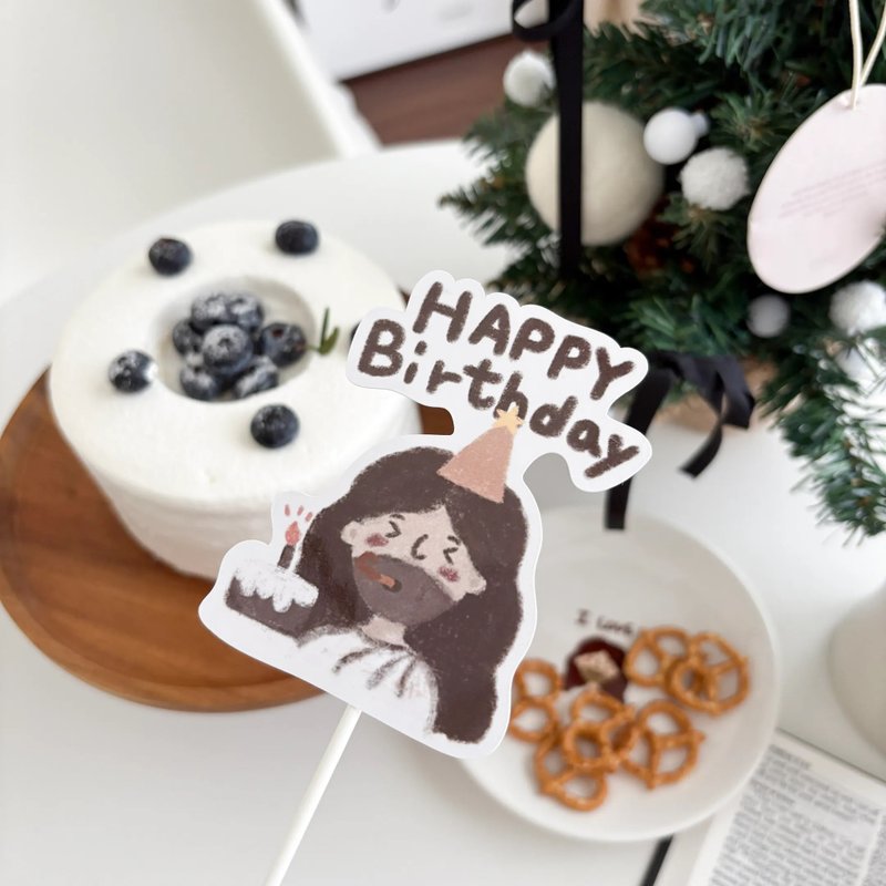 超可愛耶穌插畫款生日插旗 你以恩典為年歲的冠冕 - 卡片/明信片 - 紙 白色